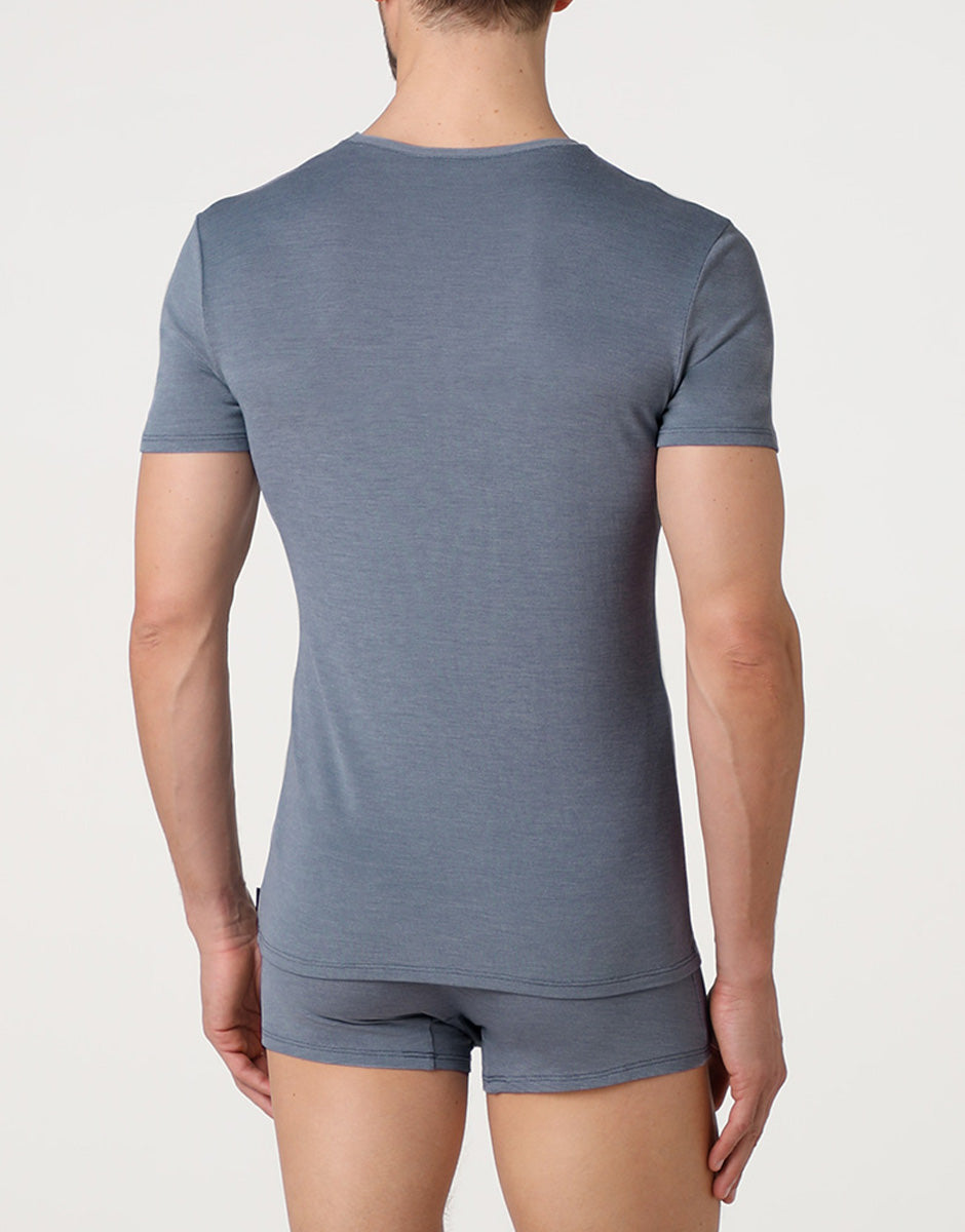 Lovable Man Piquet Micromodal T-Shirt Scollo V Avio Scuro