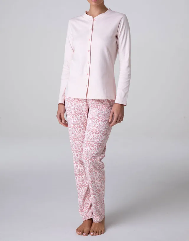 Lovable Lifewear pigiama lungo aperto interlock rosa cipria