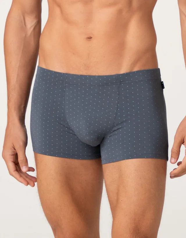 Lovable Man Printed Cotton Modal boxer antracite pois azzurro