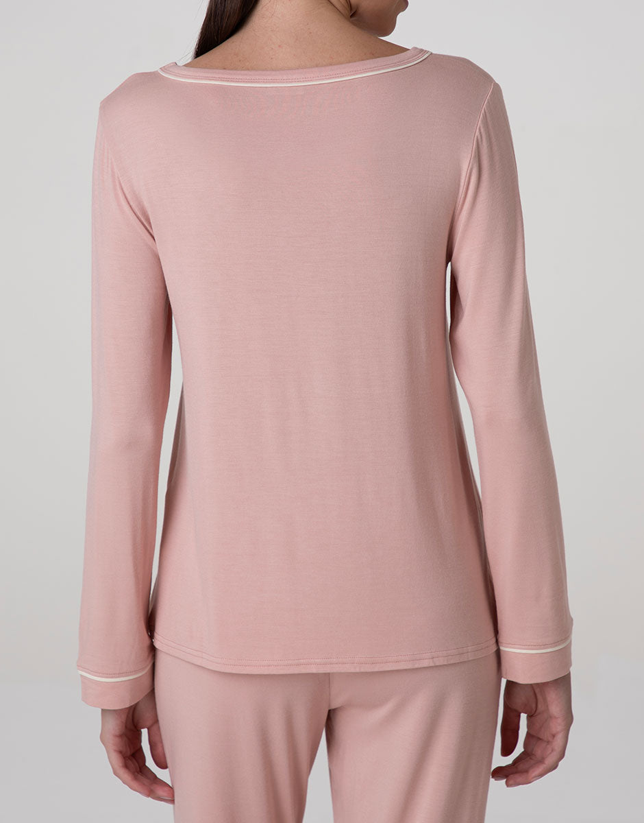 Lovable Casacca Pigiama Viscosa Rosa Blush Manica Lunga