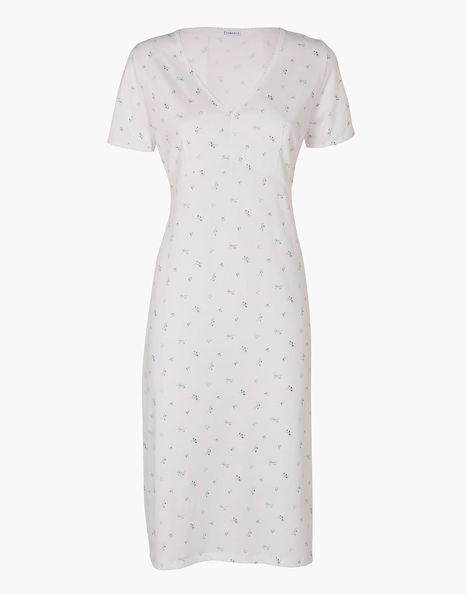 Lovable camicia da notte jersey bianco latte stampato manica corta