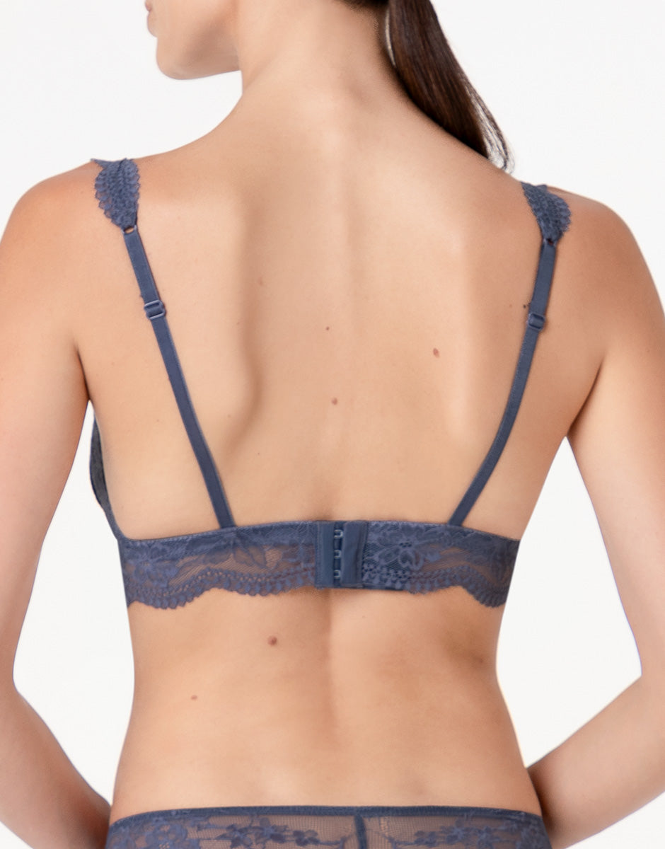 Lovable Casual Rib Lace reggiseno triangolo blu polvere costina