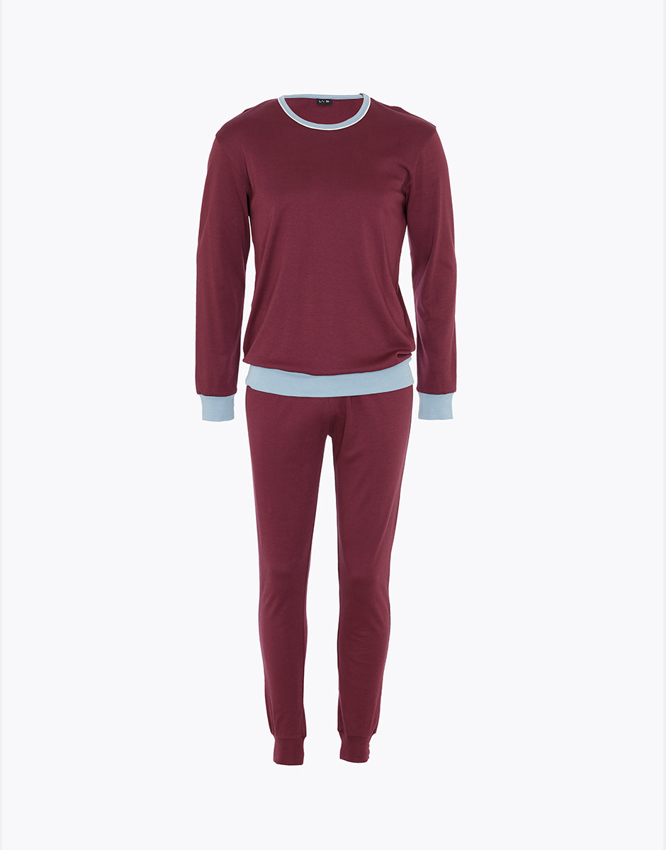 Lovable Man pigiama lungo uomo vinaccia in interlock cotone