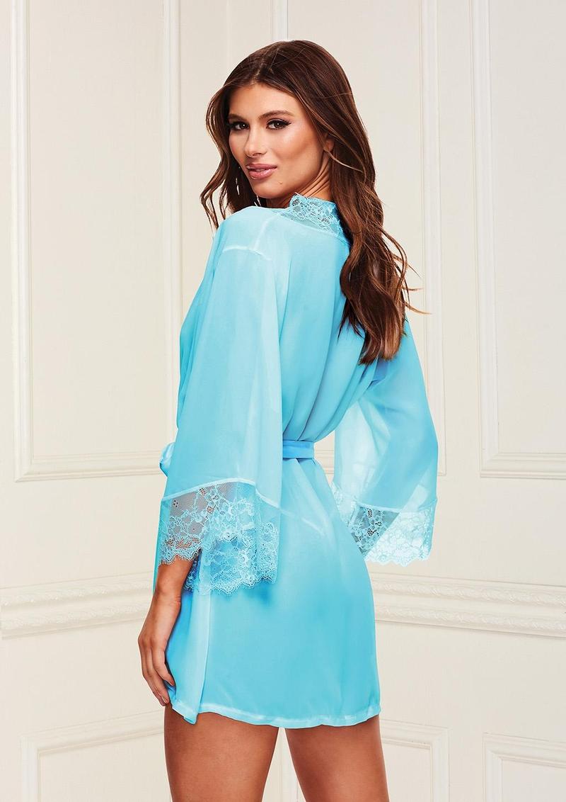 Baci vestaglia chiffon e pizzo trasparente con cintura