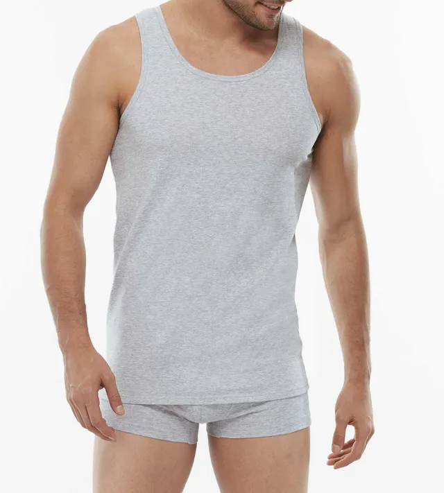 Lovable Man 100% Pure Cotton canotta uomo grigio melange cotone