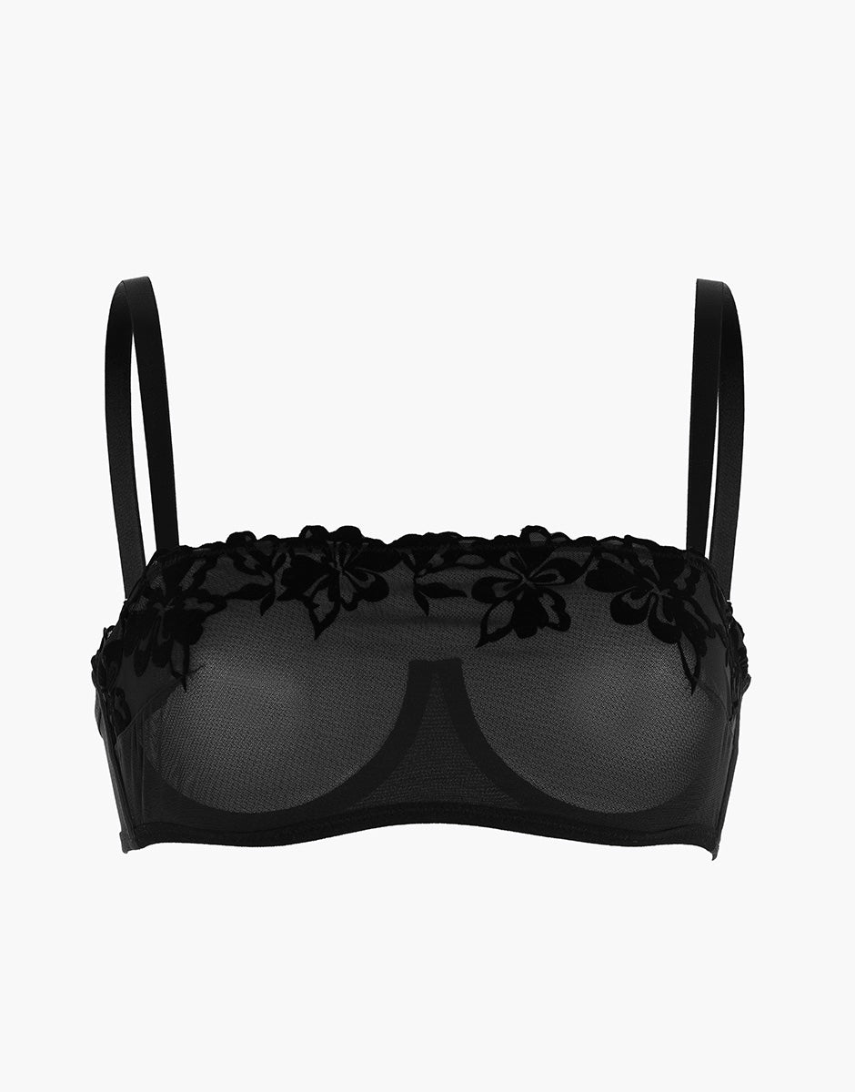 Lovable Velvet Embroidery Reggiseno a Fascia Nero in Tulle
