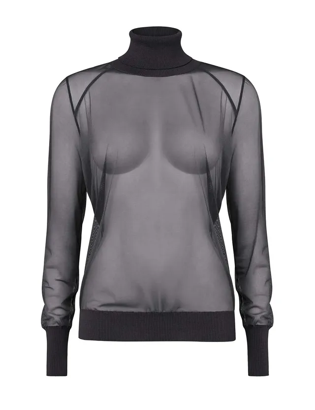 Wolford Tony Pullover Trasparente Nero Taglia S