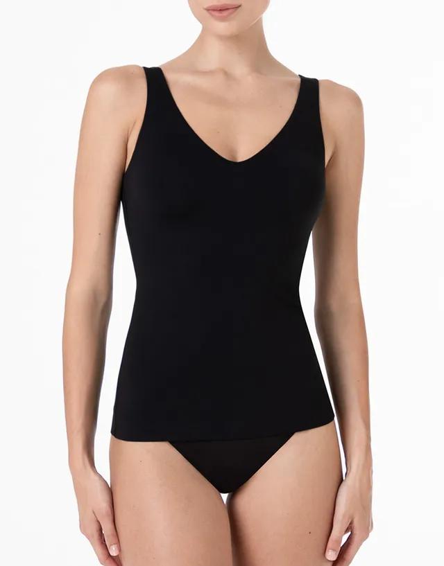 Lovable Invisible Fusion canotta donna nero con reggiseno scollo V