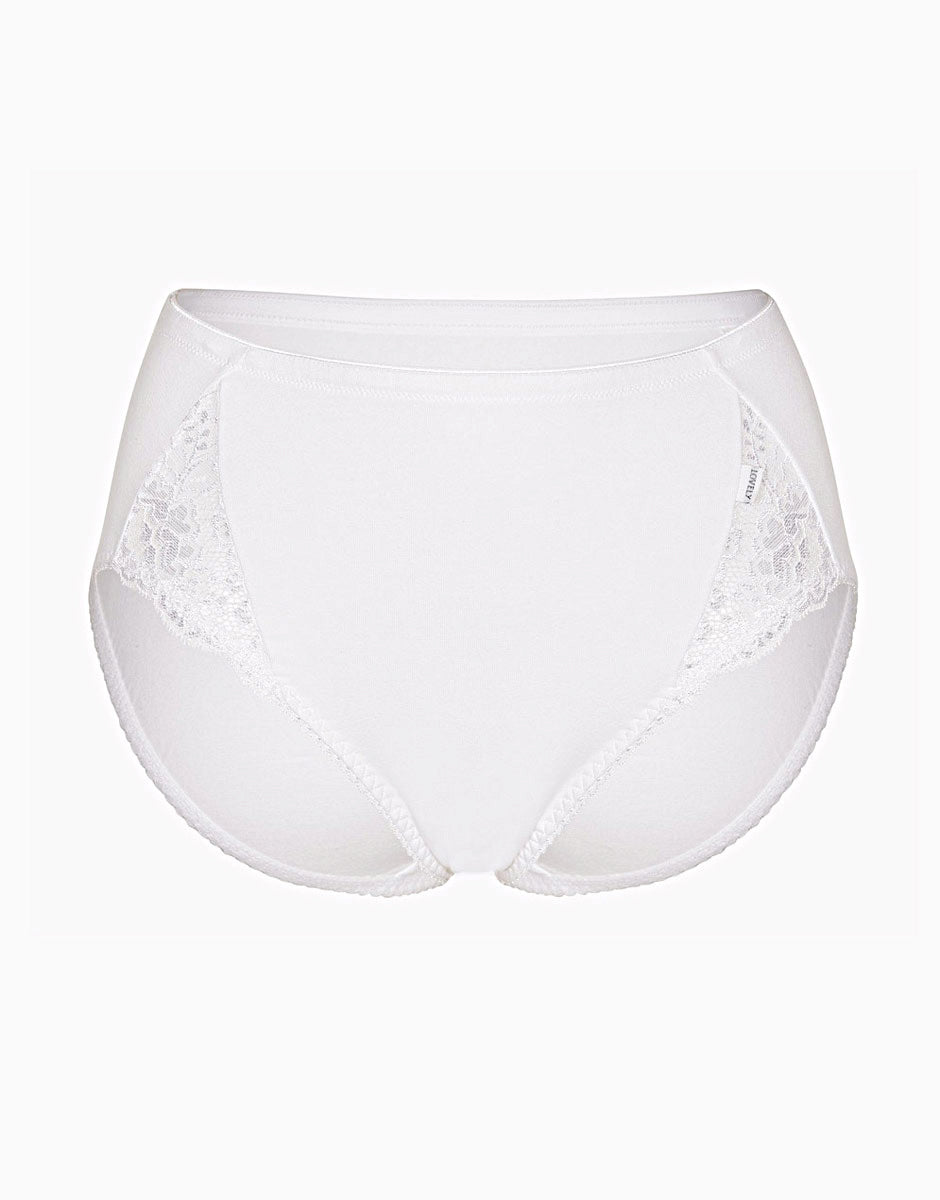 Lovable Lovely Charme Slip Midi Bianco Cotone Pizzo