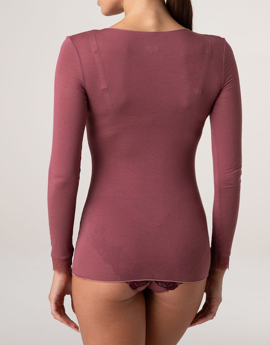 Lovable Ultralight and Warm maglia scollo V rosso amaranto