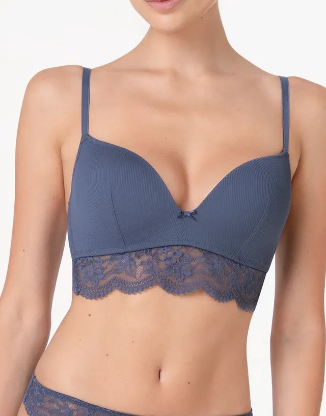 Lovable Casual Rib Lace reggiseno blu polvere senza ferretto