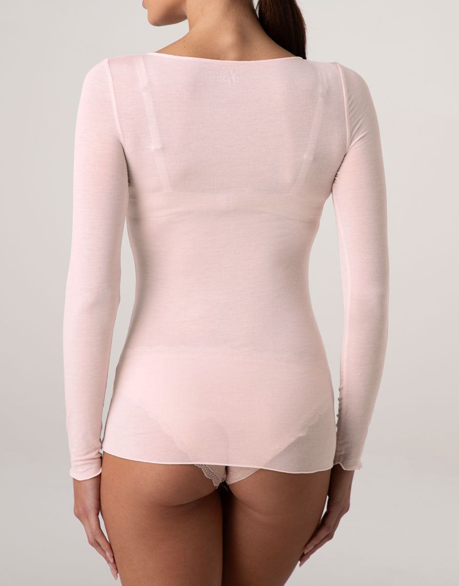 Lovable Ultralight and Warm maglia manica lunga cipria modal cashmere