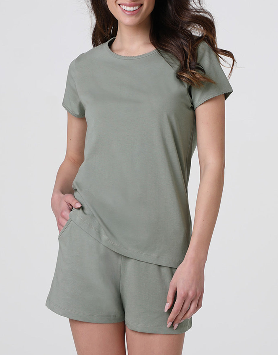 Lovable Pigiama Corto Jersey Verde Vintage Cotone Donna