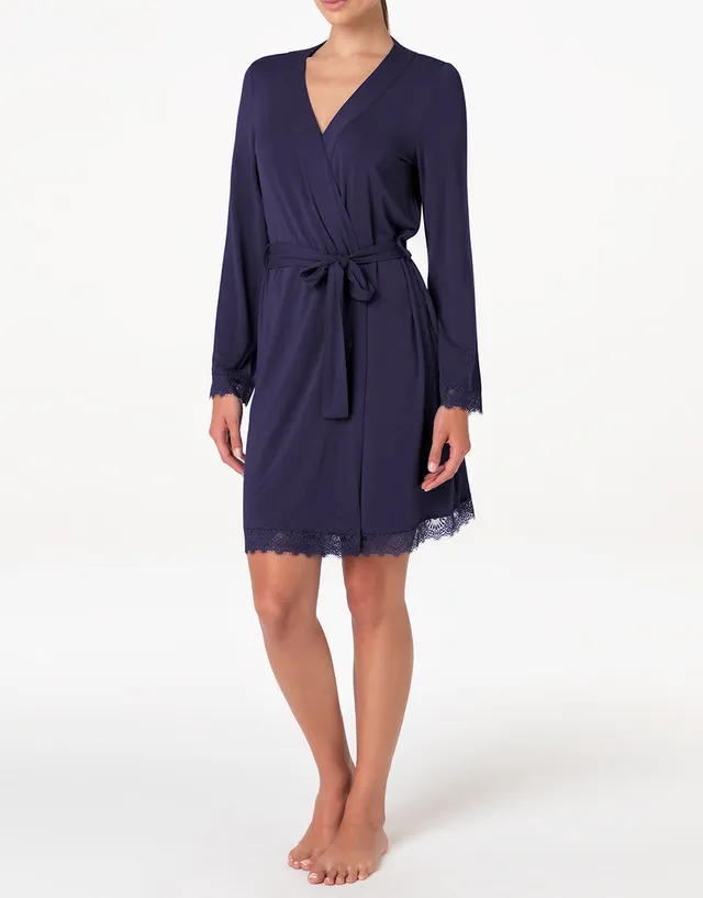 Lovable Elegant Modal vestaglia lunga blu notte pizzo