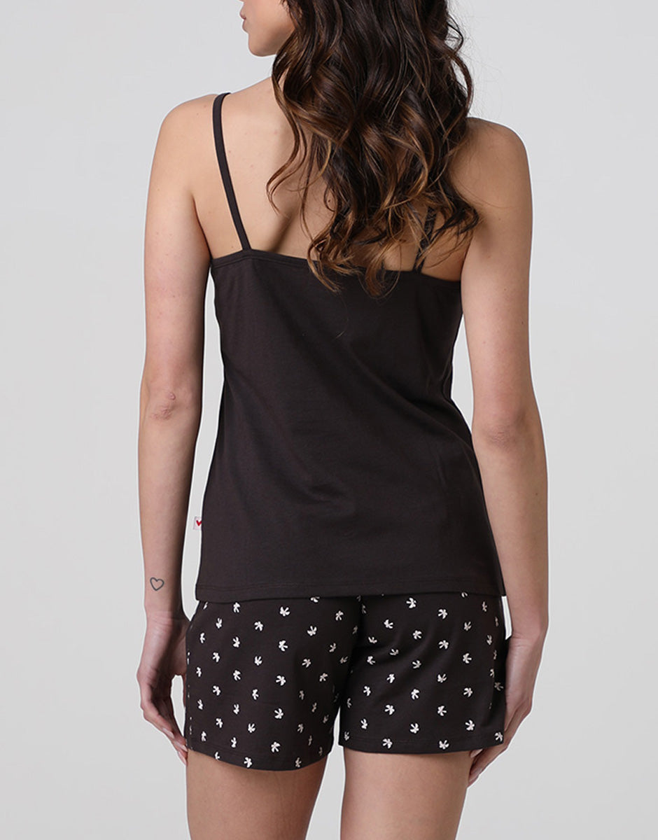Lovable Pigiama Corto Top e Pantaloncino jersey marrone scuro