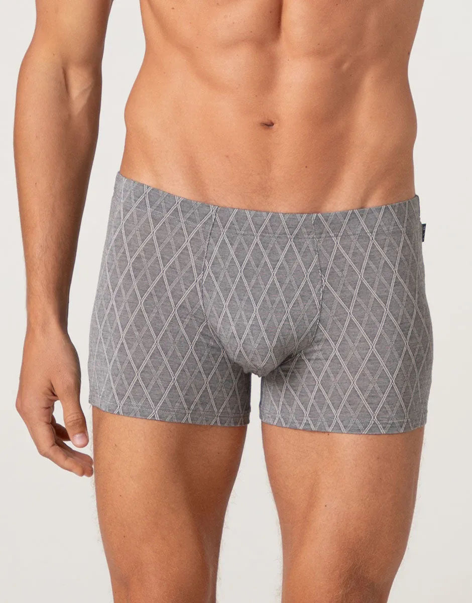Lovable Man Elegant Jacquard Boxer Micromodal Grigio