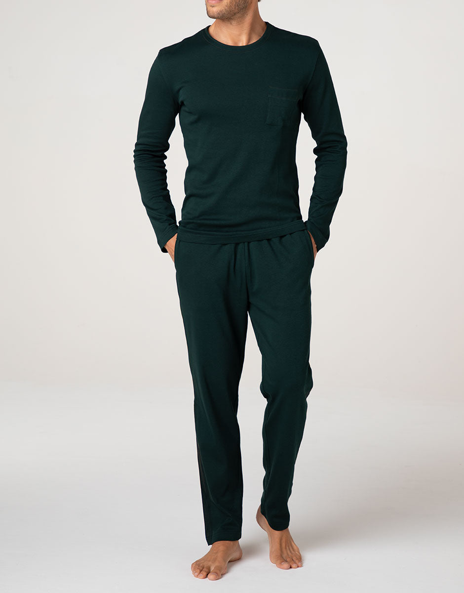 Lovable Man Interlock pigiama lungo verde scuro cotone