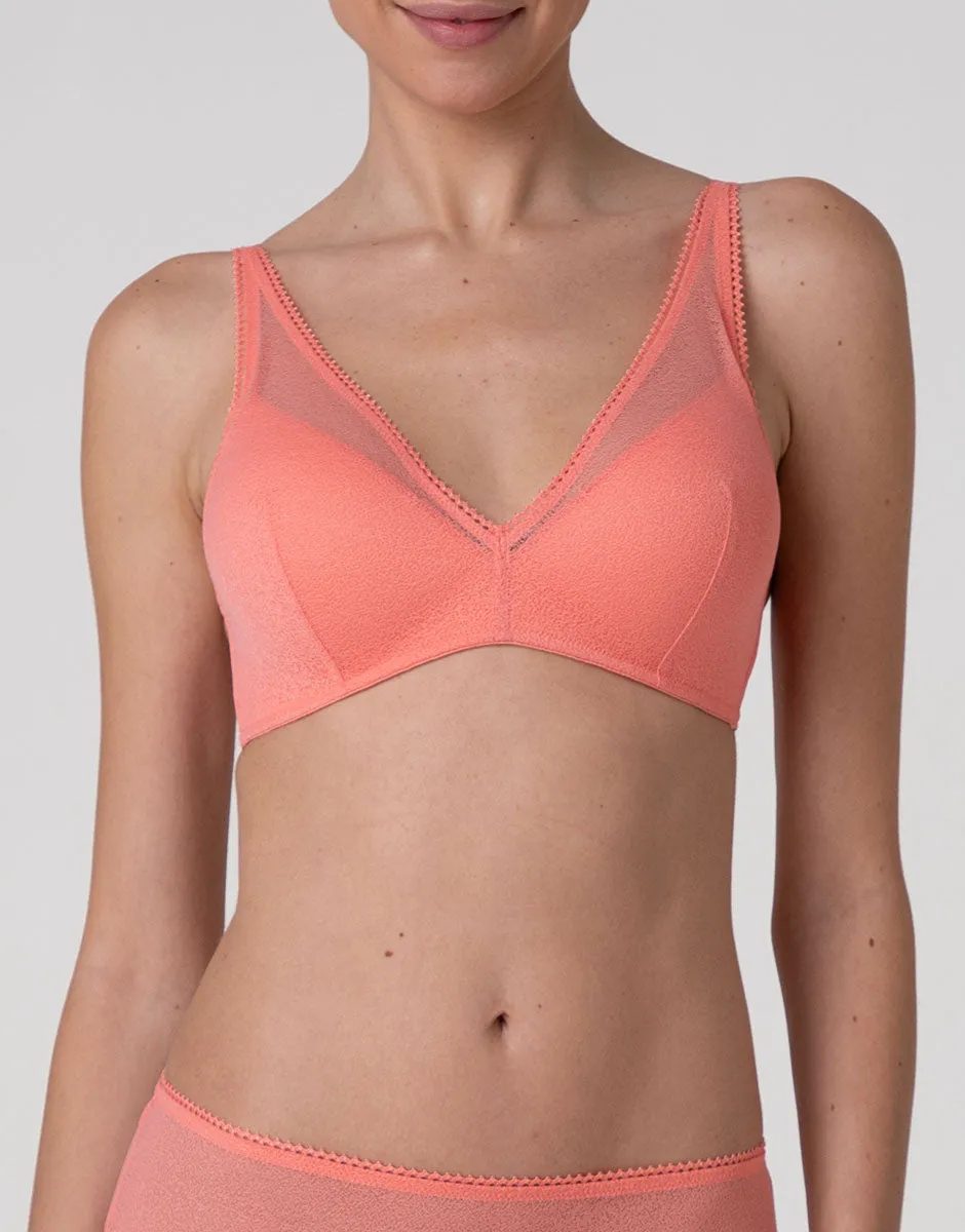 Lovable Fancy Mesh Triangolo Imbottito Reggiseno Corallo Senza Ferretto