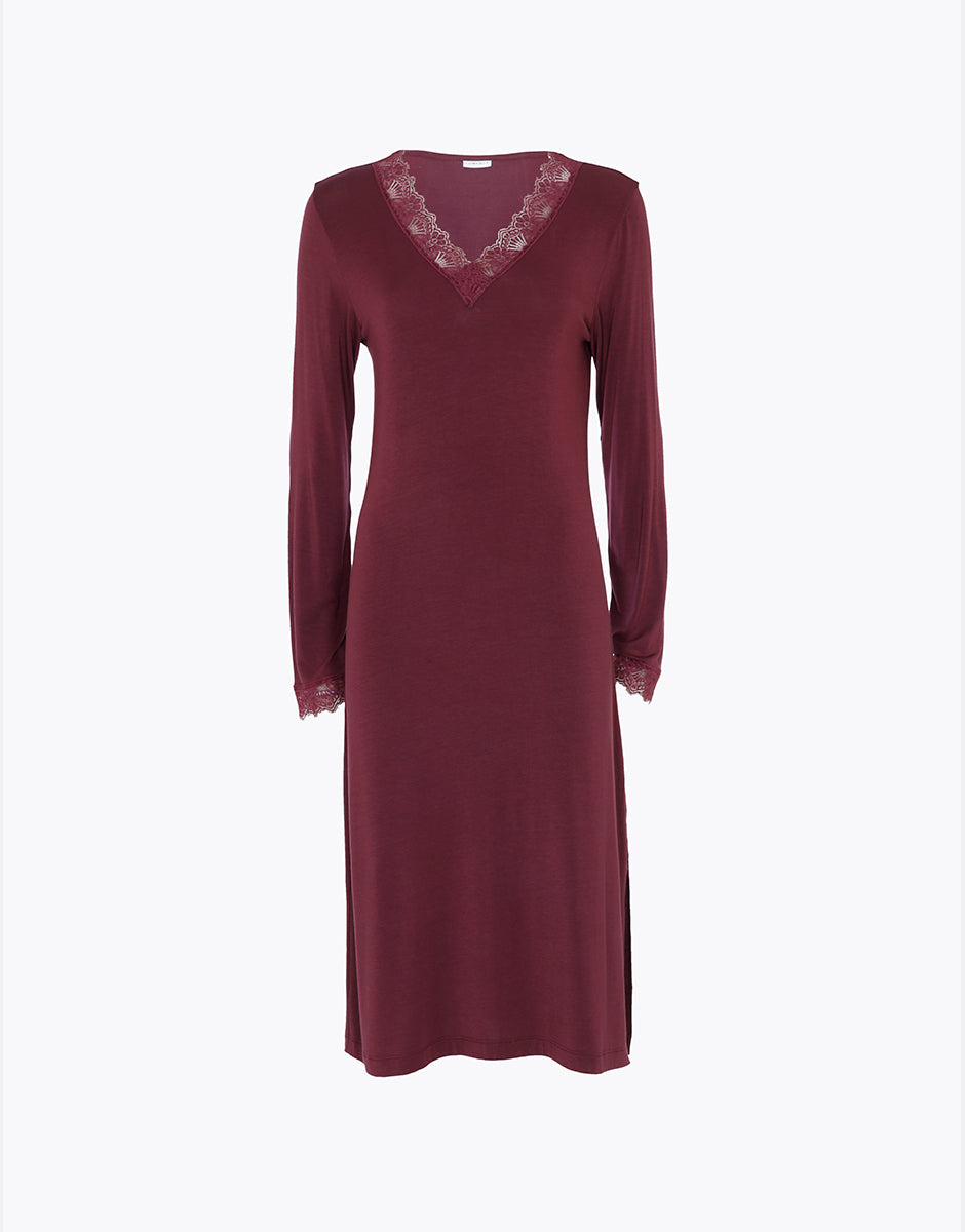 Lovable Elegant Modal camicia notte lunga vinaccia pizzo