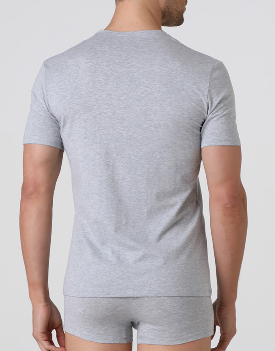 Lovable Man Cotton Stretch t-shirt uomo grigio melange scollo V