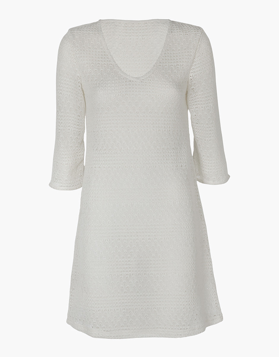 Lovable vestito mare crochet bianco seta scollo a V