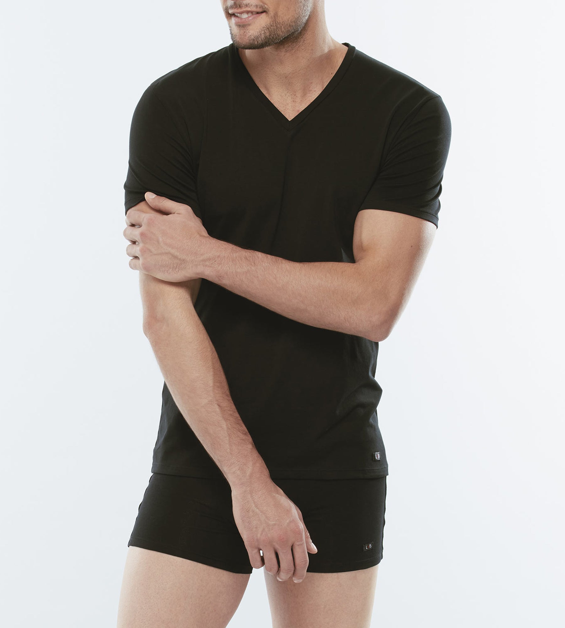Lovable Man Supima Cotton Stretch t-shirt nero scollo a V