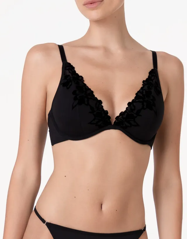 Lovable Velvet Embroidery reggiseno triangolo nero velluto