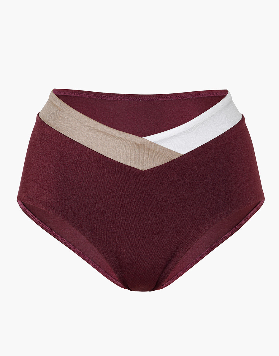 Lovable Shiny Colour Block slip mare vita alta vinaccia