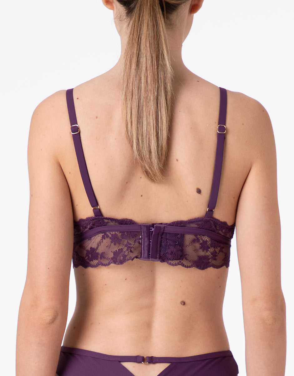 Lovable Delicate Floral Lace Reggiseno Triangolo pizzo viola mora