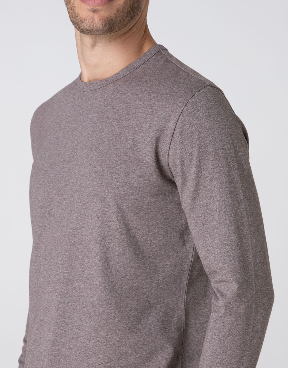 Lovable Man Pigiama Lungo Jersey Marrone Melange Cotone