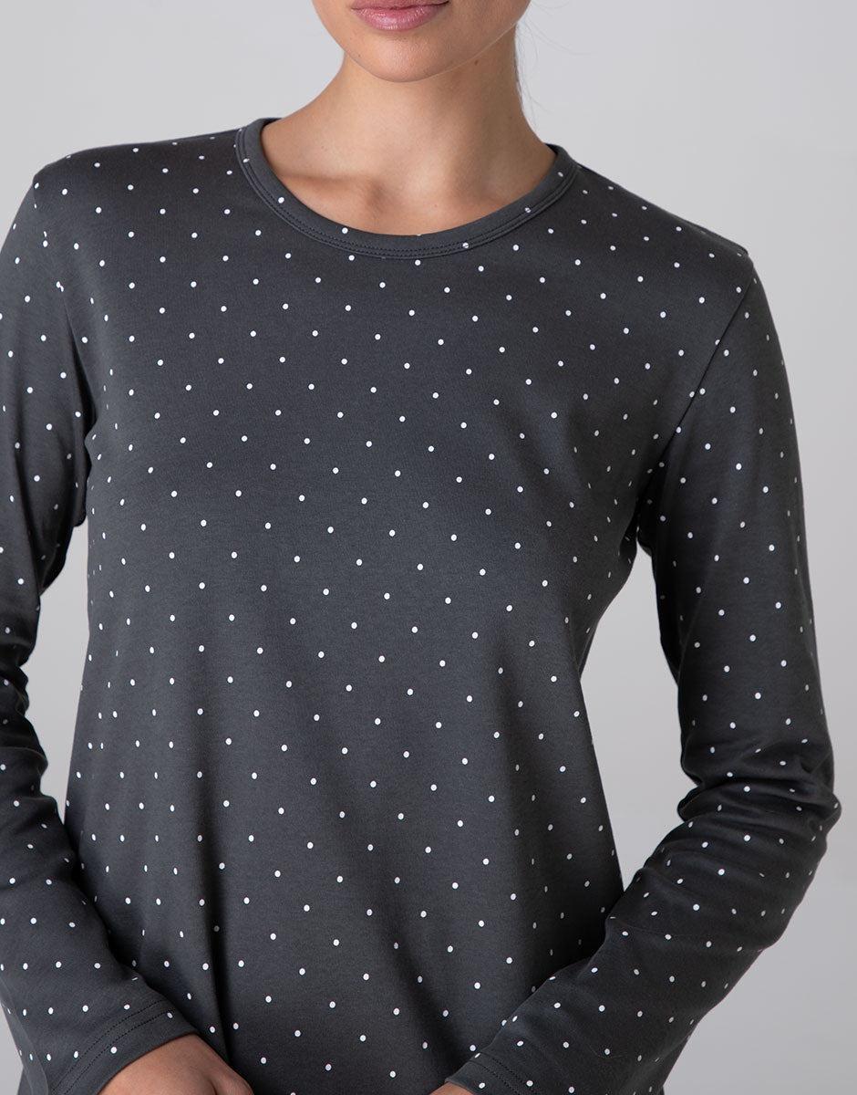 Lovable Lifewear pigiama lungo girocollo interlock grigio fumo