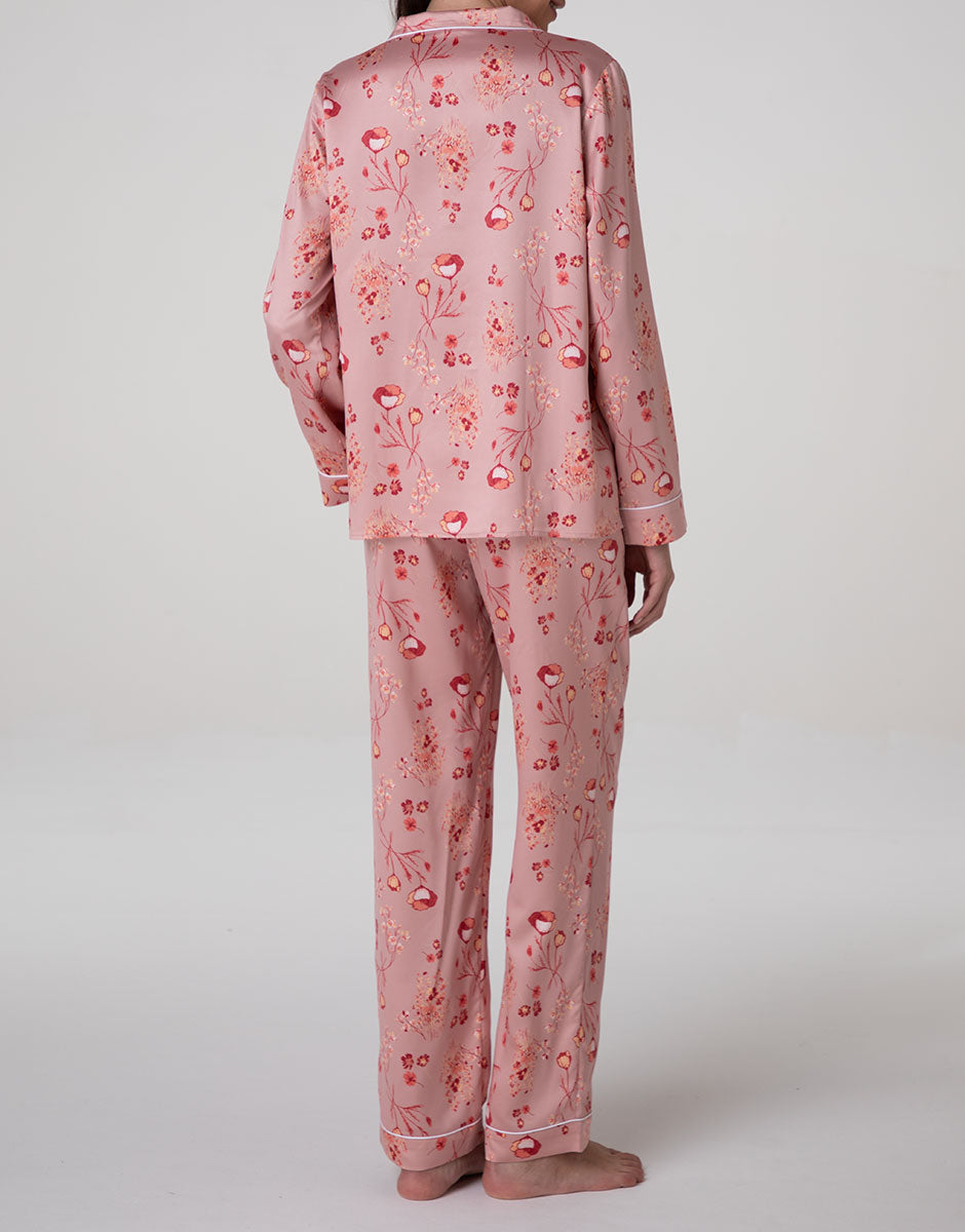 Lovable pigiama lungo aperto rosa terracotta satin