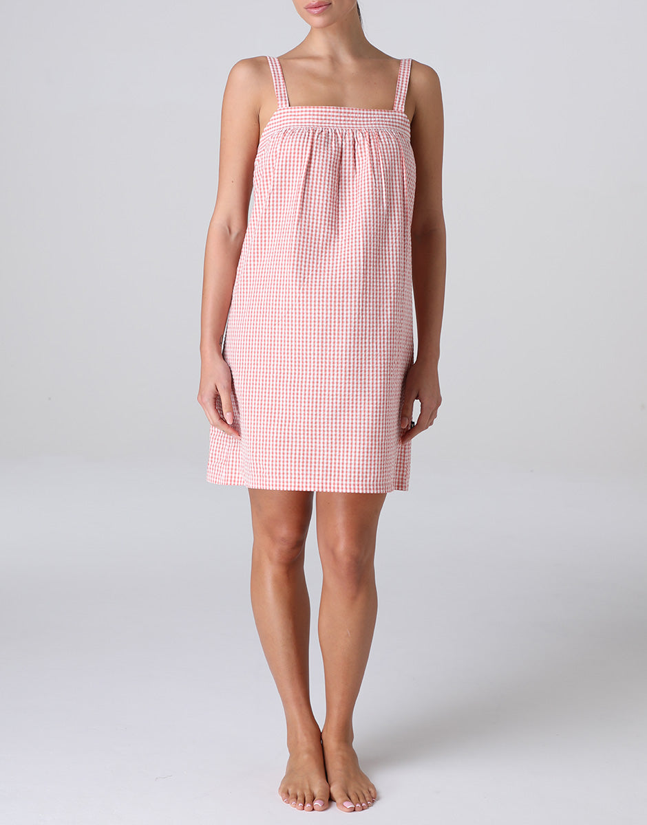 Lovable Camicia da Notte Seersucker Vichy Terracotta
