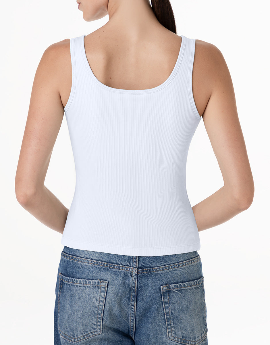 Lovable Rib Cotton Canotta Cotone Bianco Coppe Imbottite