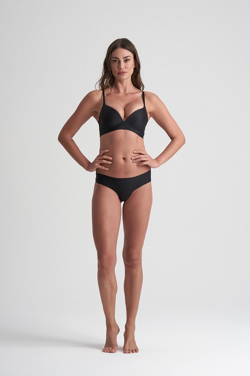 Bye Bra slip brasiliana senza cuciture 2 pezzi beige nero XL