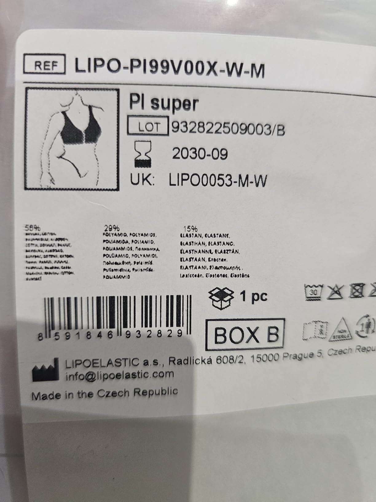 Lipoelastic PI Super reggiseno post-operatorio bianco cotone L