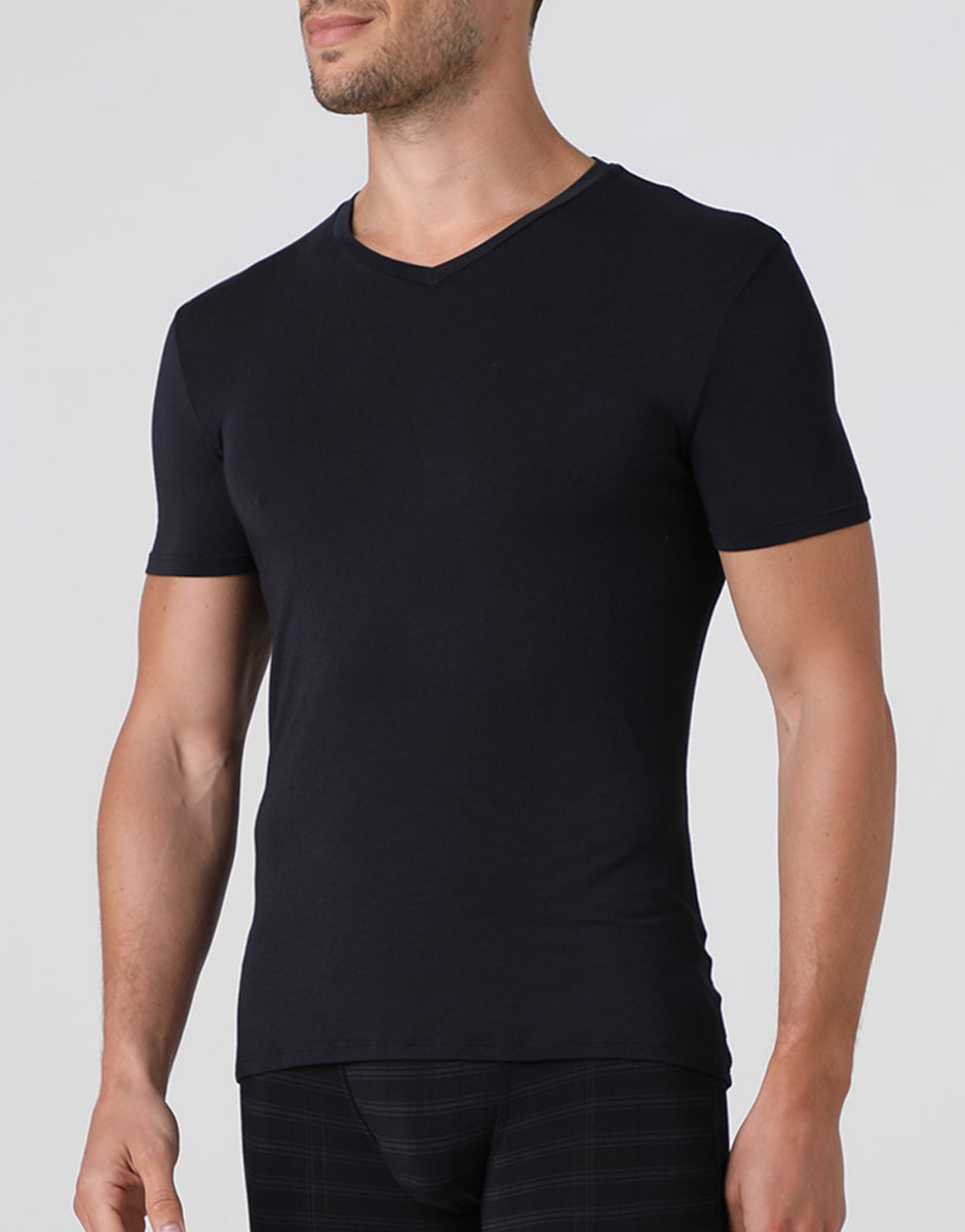 Lovable Man L070A t-shirt scollo a V nera micromodal
