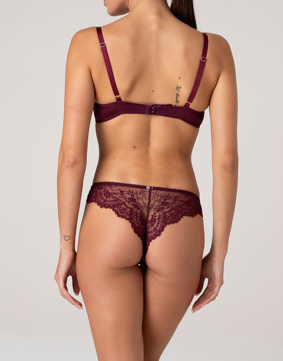 Lovable Beauty Lace reggiseno imbottito senza ferretto pizzo vinaccia