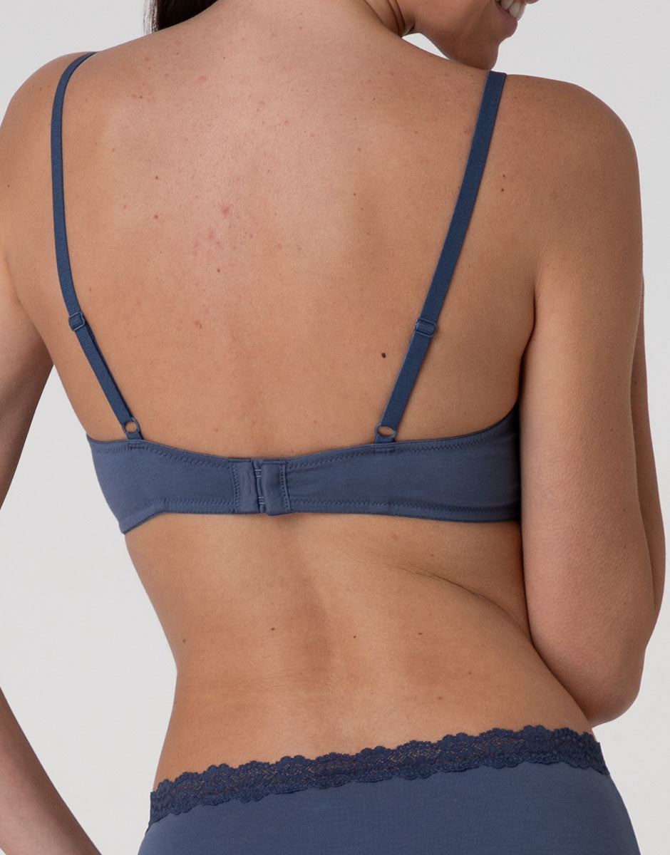 Lovable Trendy Modal reggiseno senza ferretto blu polvere pizzo