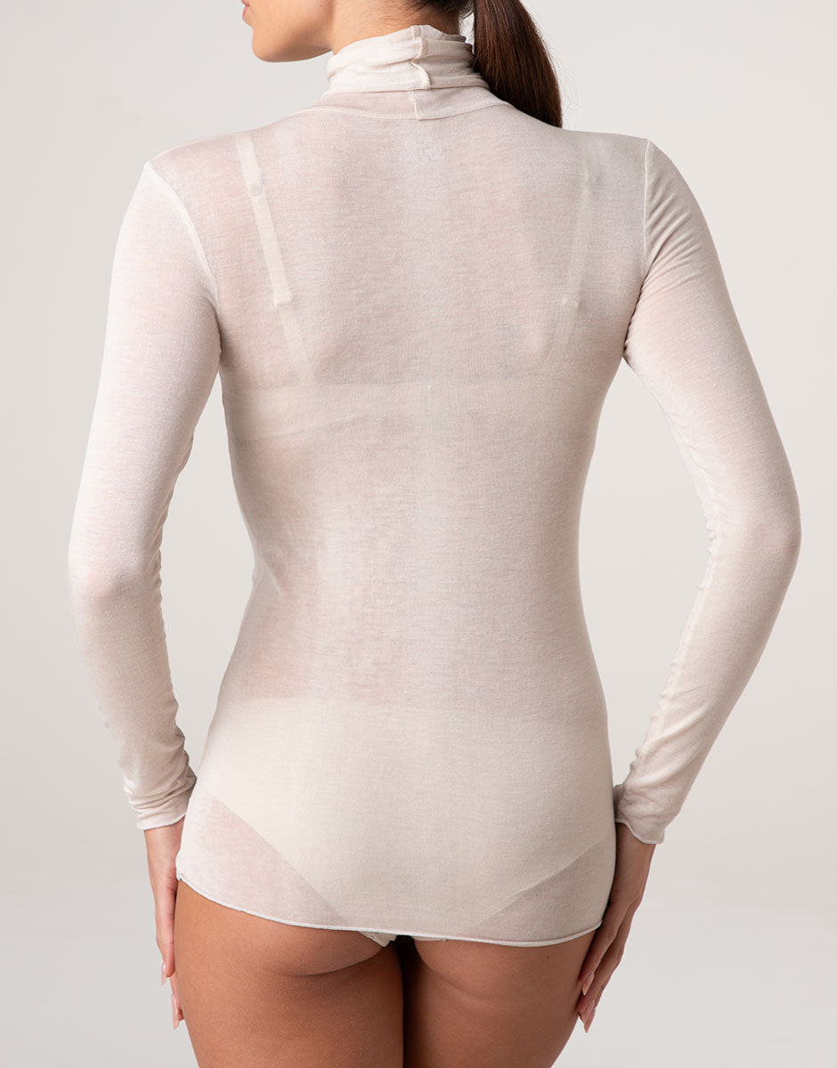 Lovable Ultralight and Warm maglia collo alto sabbia modal cashmere