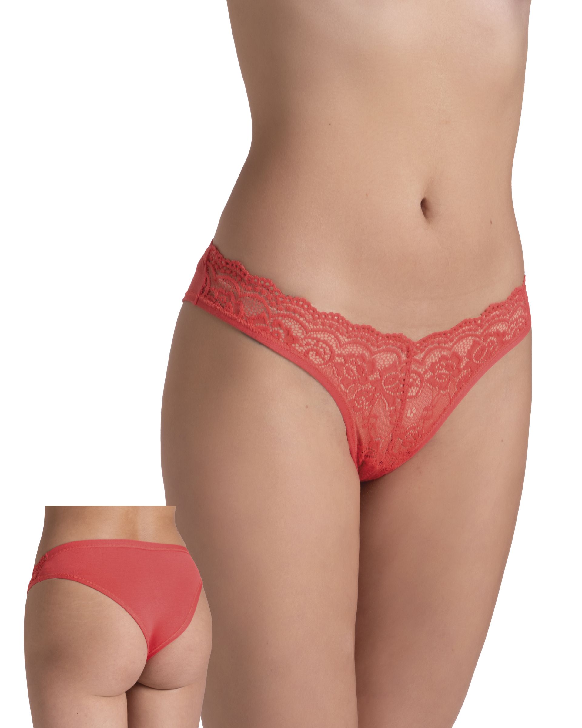 Intimami Slip Brasiliana Pizzo Corallo