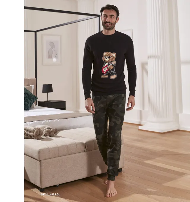 Intimami pigiama uomo lungo camouflage interlock caldo
