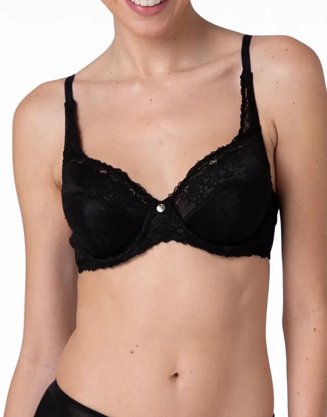 Lovable Beauty Curves reggiseno ferretto nero pizzo coppe D-F