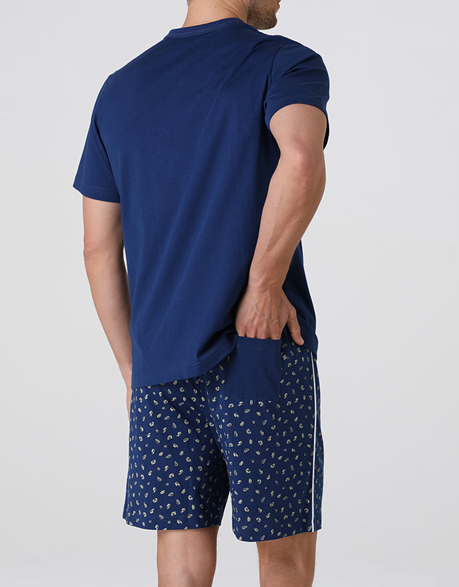 Lovable pigiama corto uomo jersey blu notte cotone