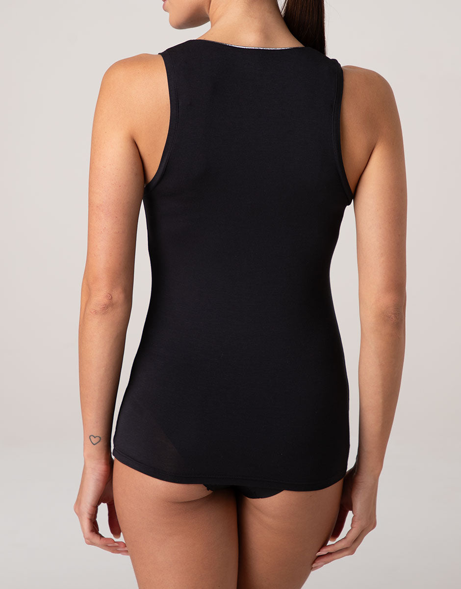 Lovable Basic Soul canotta micromodal lurex nera scollo tondo