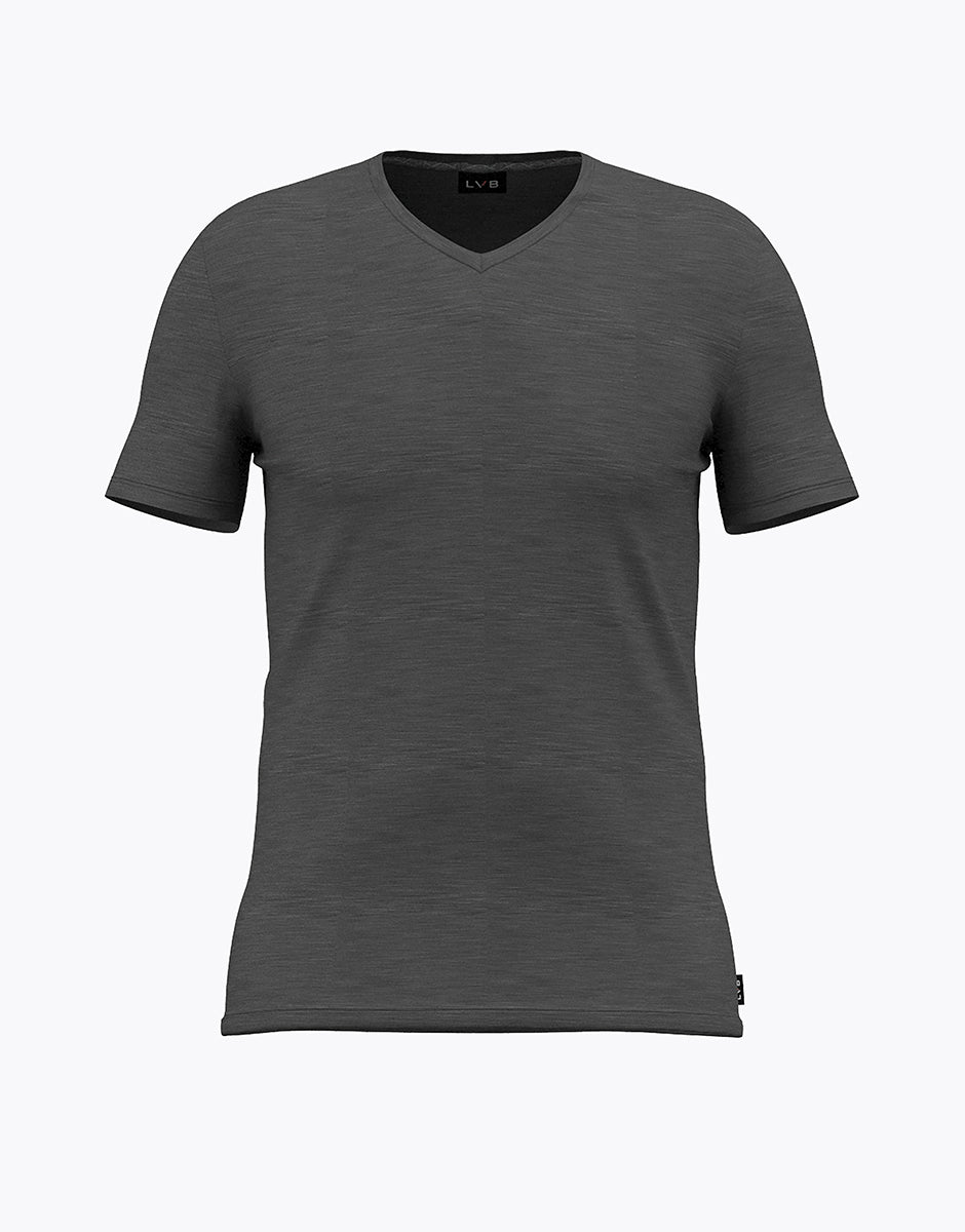 Lovable Man Elegant Jacquard Micromodal t-shirt scollo V antracite