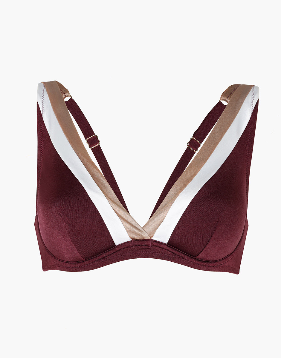 Lovable Shiny Colour Block Vela Reggiseno Mare Vinaccia Bronzo