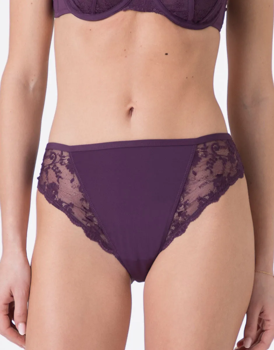 Lovable Delicate Floral Lace Slip Pizzo Viola Mora Microfibra