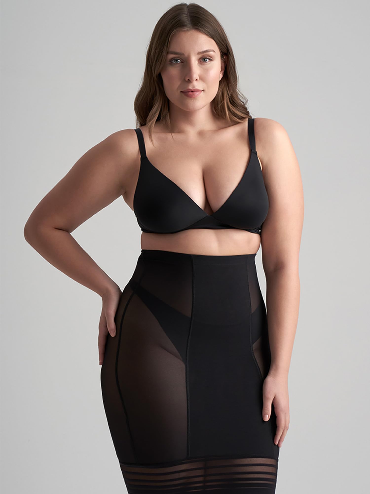 Bye Bra Powermesh gonna modellante vita alta beige