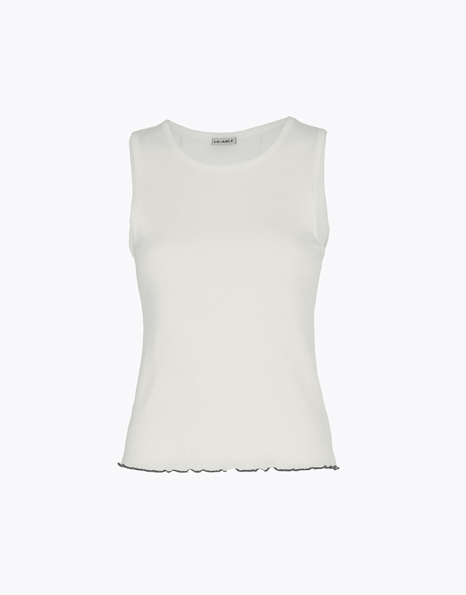 Lovable Girocollo Canotta a Costine bianco latte cotone